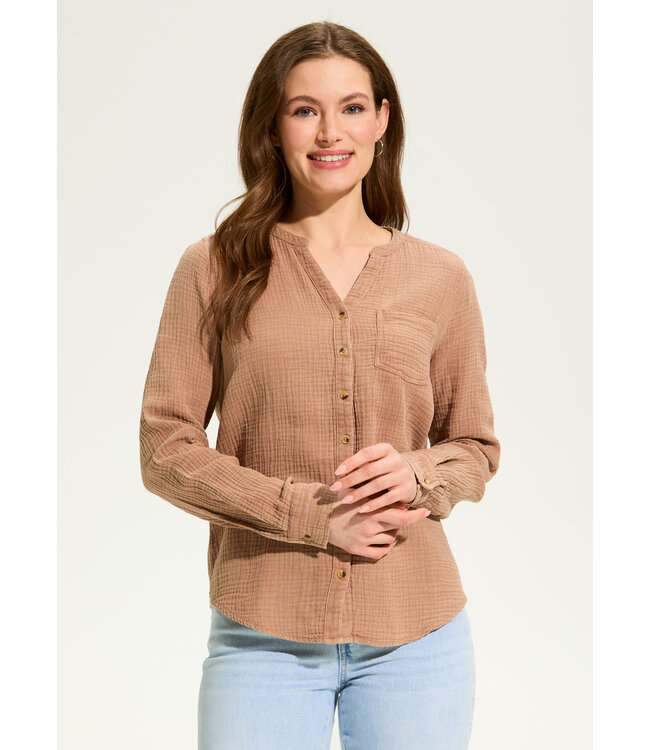 FDJ COTTON GAUZE SHIRT WALNUT