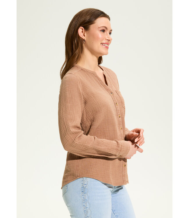 FDJ COTTON GAUZE SHIRT WALNUT