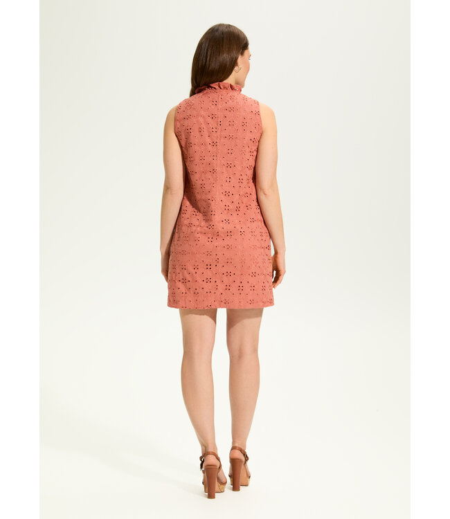 FDJ Eyelet Sleeveless V Neck Dress with Pockets Clay