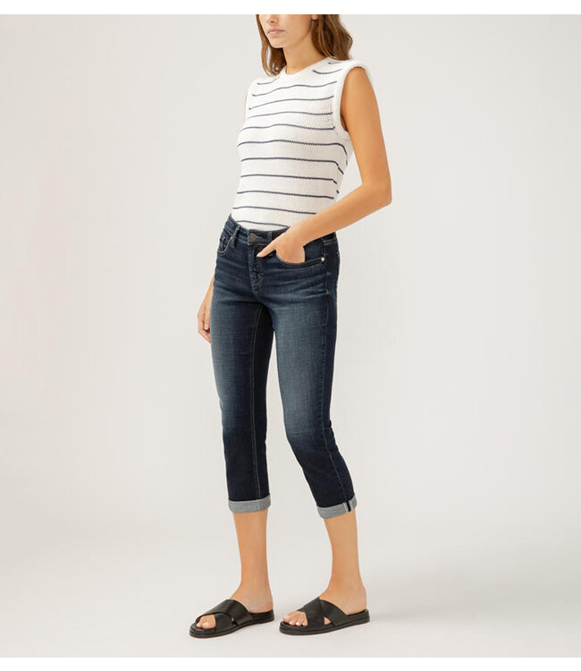 Silver Jeans Elyse Mid Rise Luxe Stretch Capri