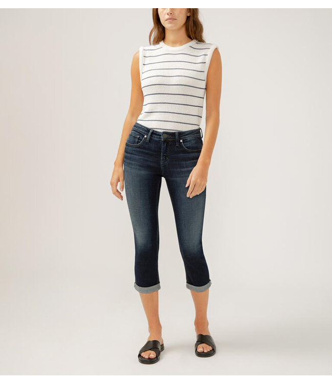 SILVER JEANS Silver Jeans Elyse Mid Rise Luxe Stretch Capri