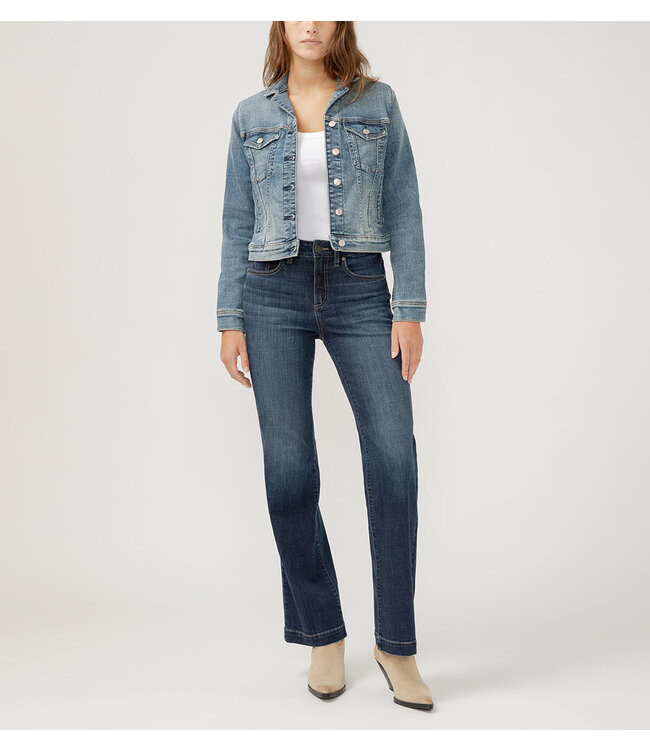 Silver Jeans Notched Crop Jean Jacket