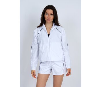 RD Style Full Zip Up Wind Breaker White with Piping  Detail