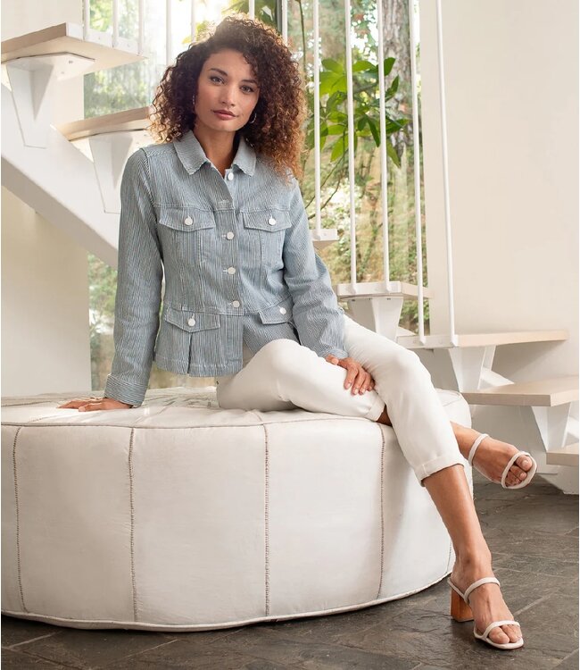 LIVERPOOL JEANS PEPLUM DENIM JEAN JACKET