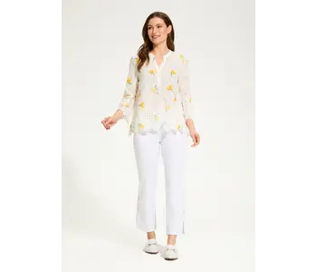 FDJ  Lemon Print Eyelet Top