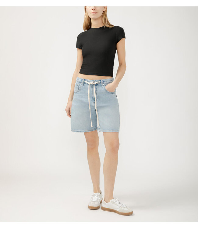 SILVER JEANS Be Easy High Rise Drawstring Long Shorts