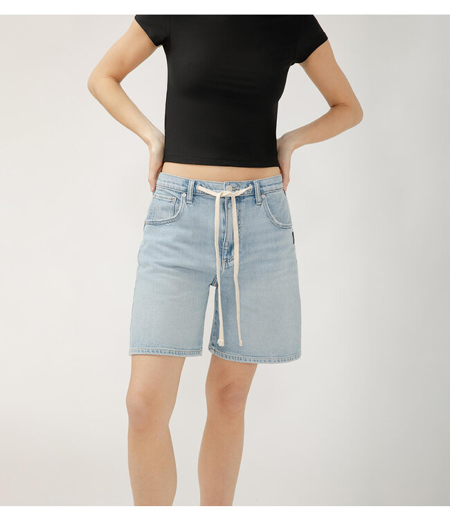 SILVER JEANS Be Easy High Rise Drawstring Long Shorts