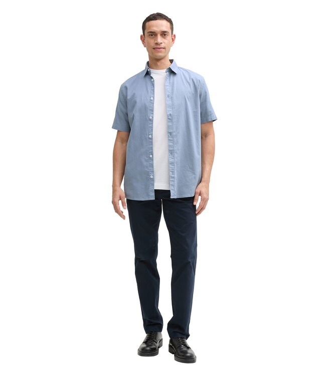 Fitted short-sleeved cotton shirt