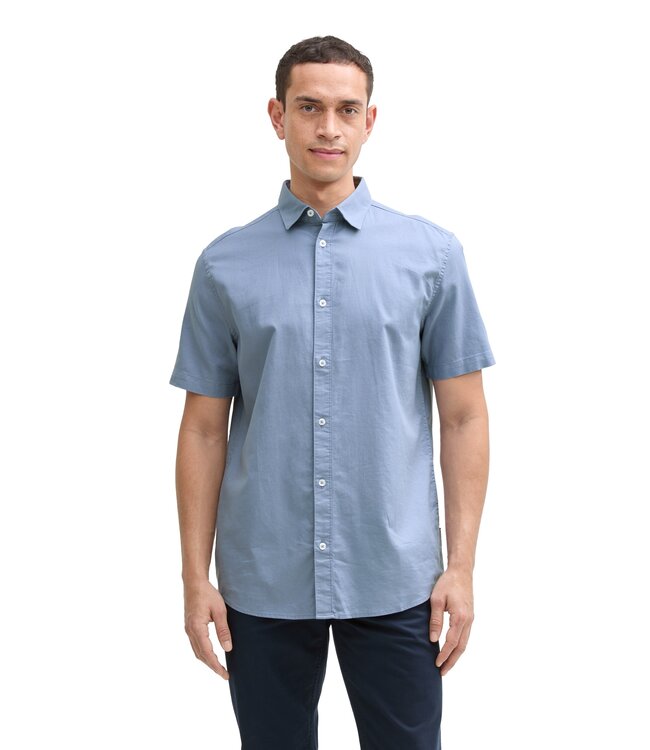 Fitted short-sleeved cotton shirt