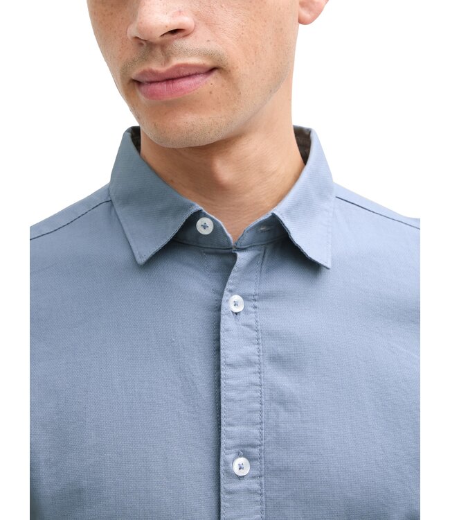 Fitted short-sleeved cotton shirt