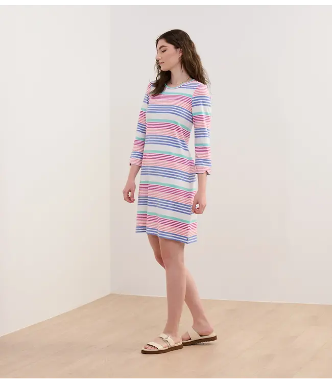 Lily Flare Dress - Peach Echo Stripes
