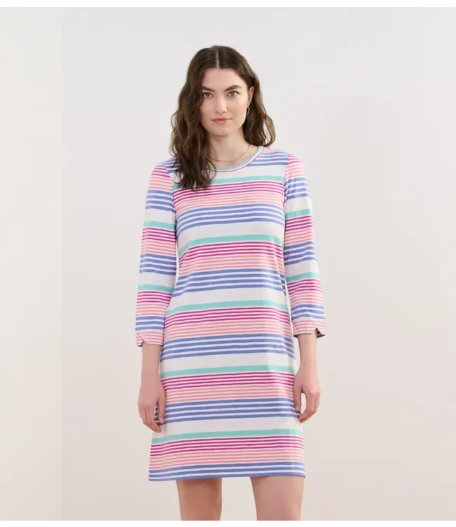 Lily Flare Dress - Peach Echo Stripes