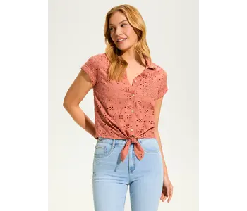 FDJ Eyelet Lace Short Sleeve Top