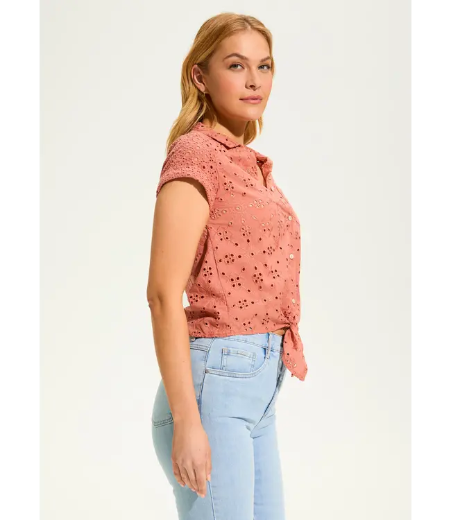 FDJ Eyelet Lace Short Sleeve Top