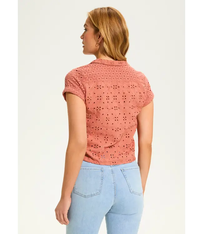 FDJ Eyelet Lace Short Sleeve Top