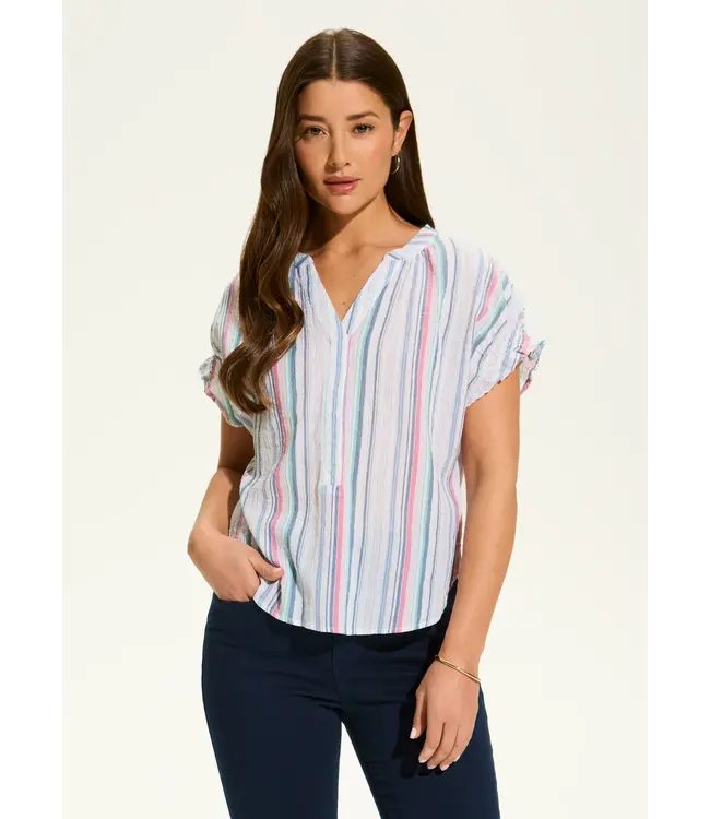 FDJ Short Sleeve Stripe Top Calypso