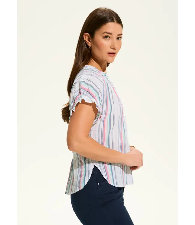 FDJ Short Sleeve Stripe Top Calypso