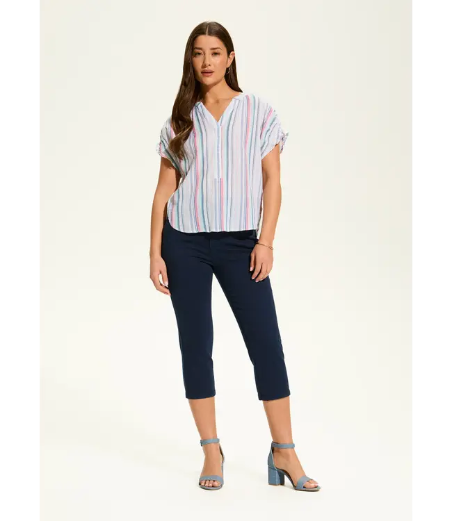 FDJ Short Sleeve Stripe Top Calypso