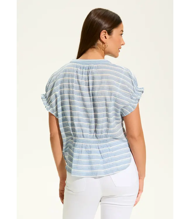 FDJ Short Sleeve Stripe Top, Blue Stripe