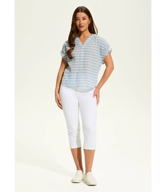 FDJ Short Sleeve Stripe Top, Blue Stripe