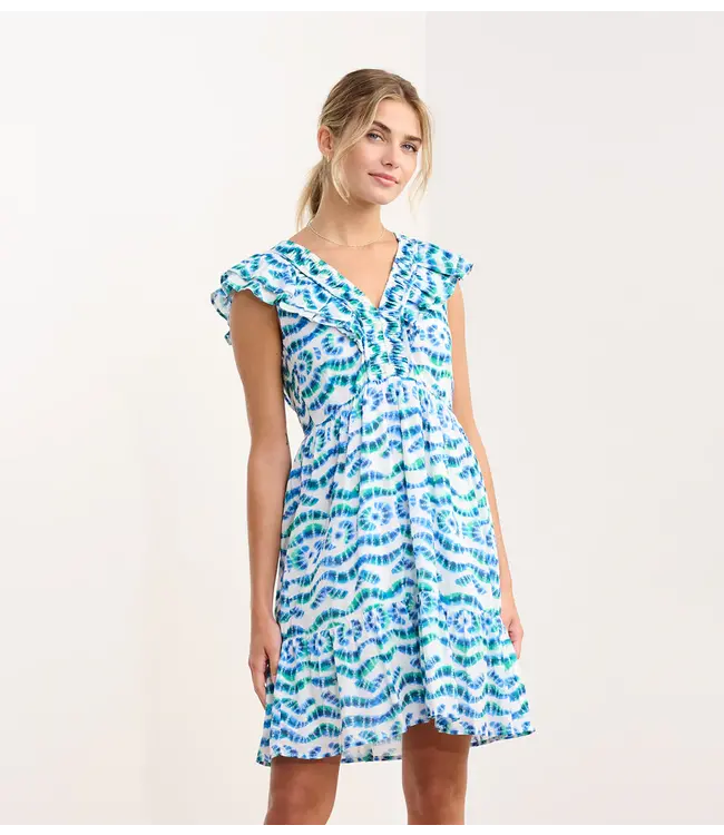 Hatley Zoe Ruffle Sleeve Dress - Shibori Waves