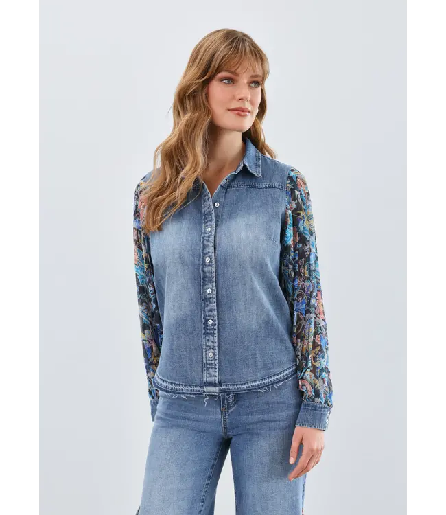 FDJ FRENCH DRESSING FDJ Pleated Sleeve Chambray Shirt
