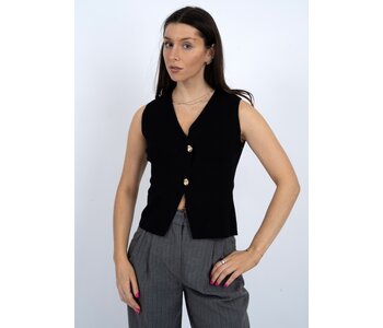 BLODWYN SLEEVELESS V-NECK VEST BLACK