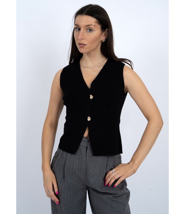 BLODWYN SLEEVELESS V-NECK VEST BLACK