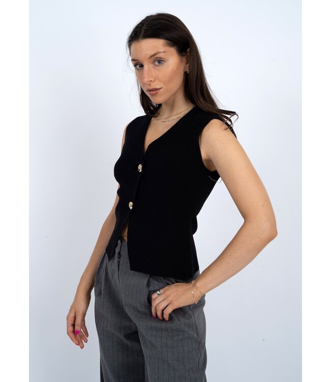 BLODWYN SLEEVELESS V-NECK VEST BLACK