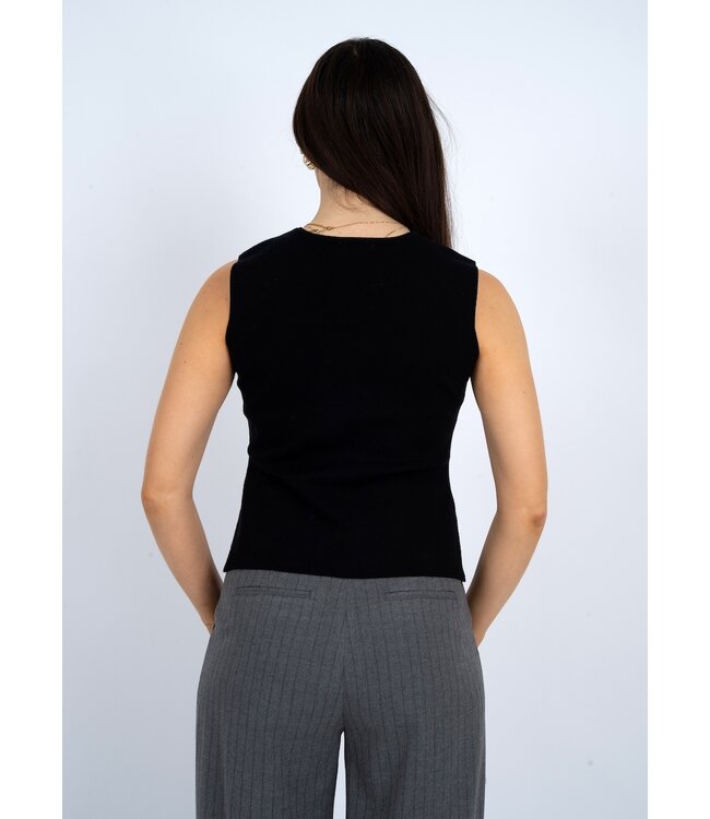 BLODWYN SLEEVELESS V-NECK VEST BLACK