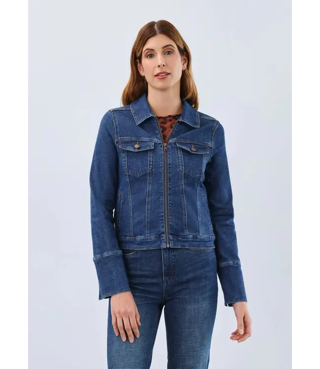 FDJ Zipper Front Jean Jacket Dark Indigo