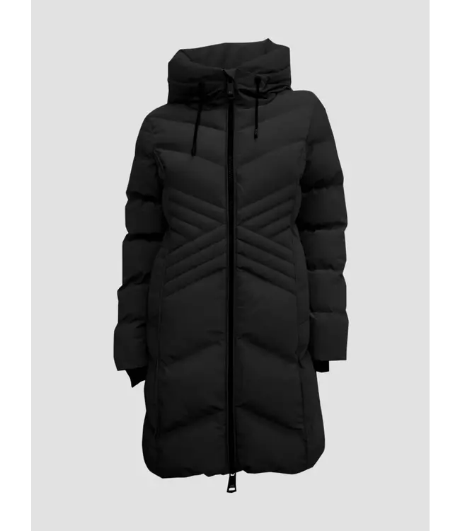 VALENTINA Star-Stitch Chic Long Puffer Jacket