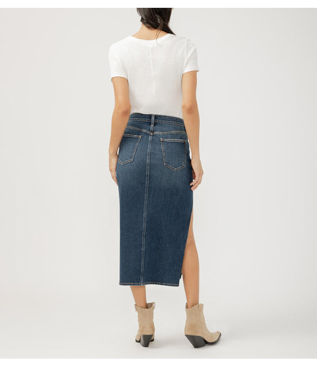Silver Jeans MIDI DENIM SKIRT INDIGO