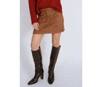 RD STYLE  MISSY ZIP UP MINI SKIRT COGNAC