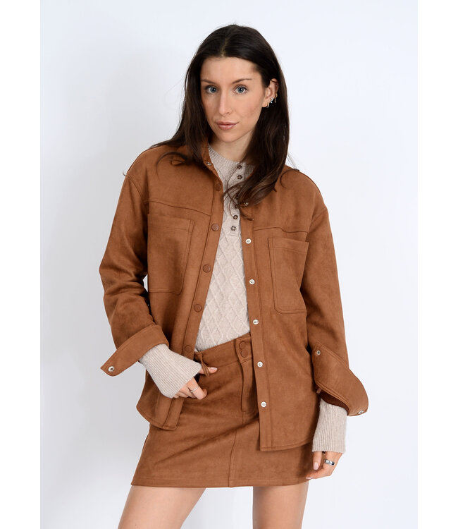 RD STYLE  MISSY ZIP UP MINI SKIRT COGNAC
