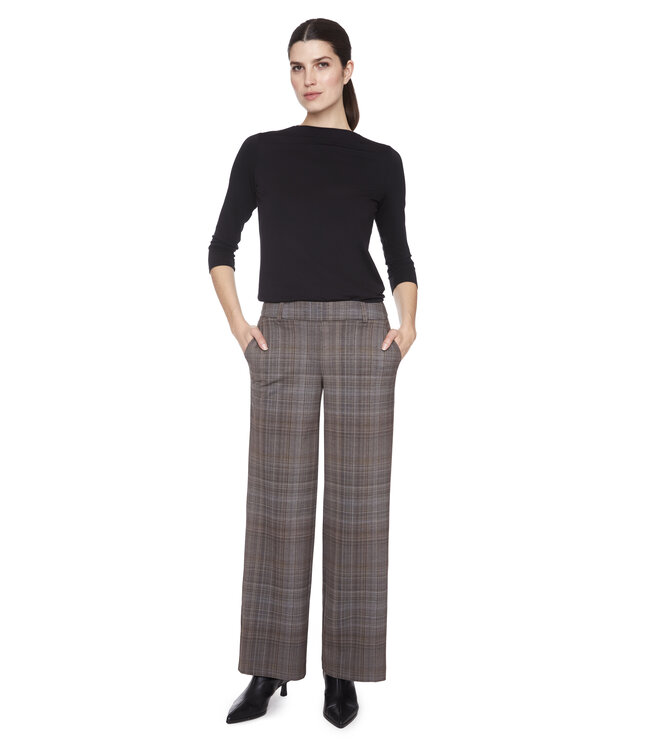 UP CANADA Wide Straight Leg Pull On Honey Plaid