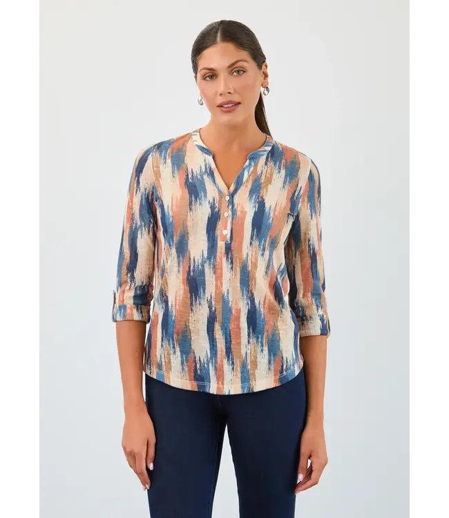 FDJ 3/4 Sleeve Henley Top