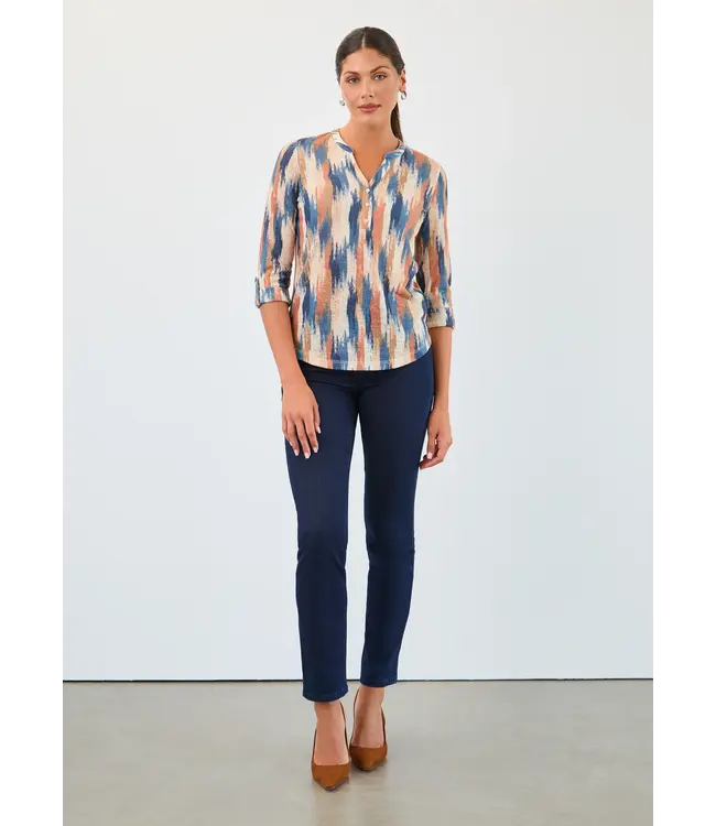 FDJ 3/4 Sleeve Henley Top