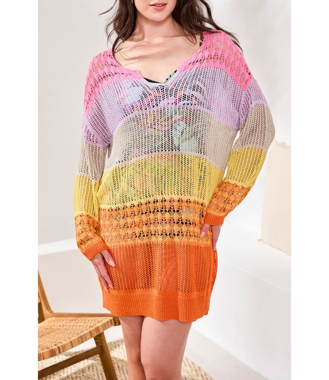 TRIBAL CANADA  SWEATER DRESS COVER UP-Freesia