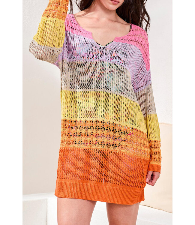 TRIBAL CANADA  SWEATER DRESS COVER UP-Freesia