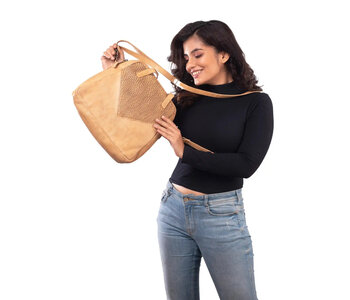095 Juno - Genuine Leather Handbag - Buckskin