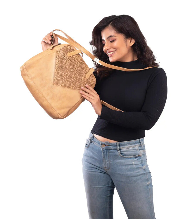 095 Juno - Genuine Leather Handbag - Buckskin