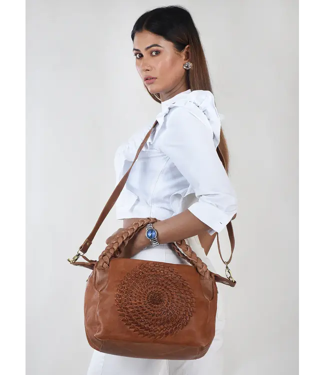 172 Vichy - Classic Shoulder handbag - Tan