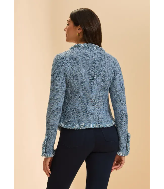 FDJ Deconstructed Knit Tweed Fray Hem Jacket