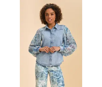 FDJ Pleated Sleeve Chambray Shirt