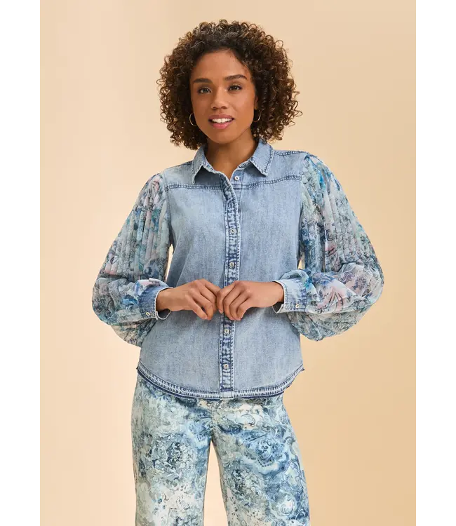 FDJ FRENCH DRESSING FDJ Pleated Sleeve Chambray Shirt