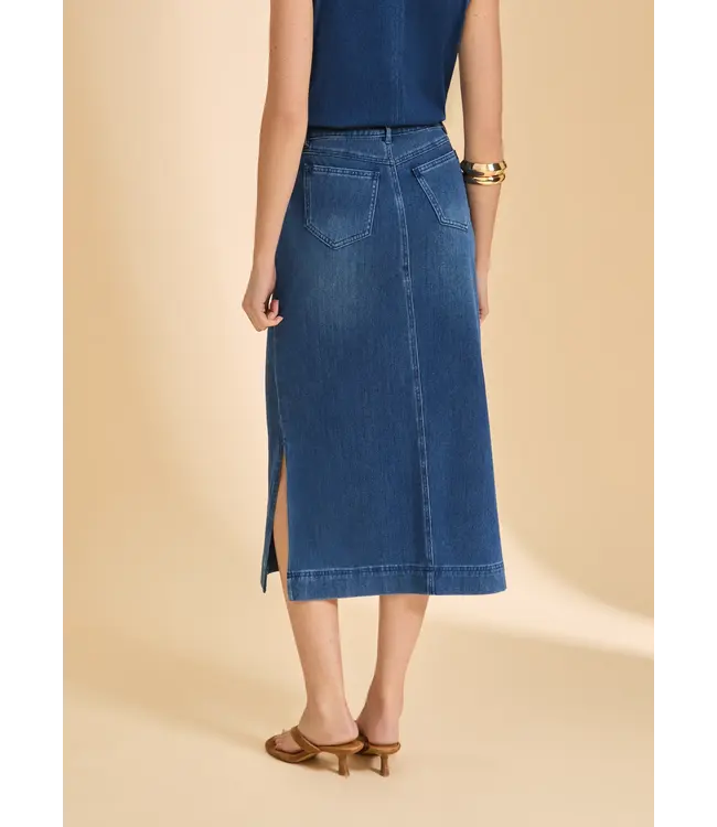 FDJ Pull On Denim Skirt with Slits