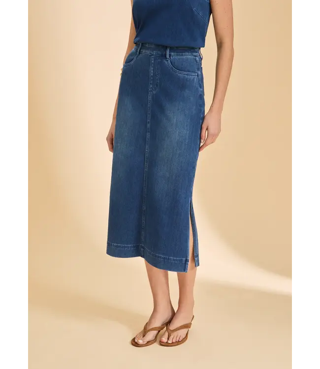 FDJ Pull On Denim Skirt with Slits