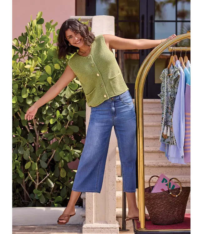 Tribal Canada Sweater Vest with Pockets and Gold Button Detail