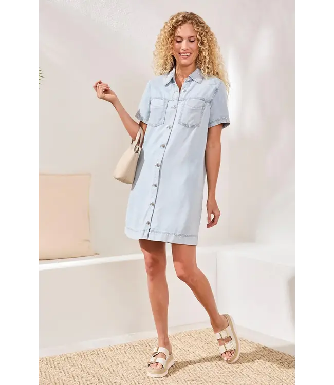 Tribal Canada BUTTON FRONT FLOWY DENIM SHIFT DRESS